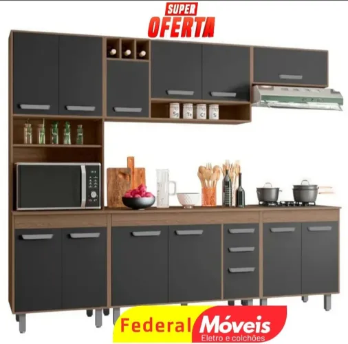 Armário para Cozinha Completo 2,58m - Novo, Prático e Elegante!