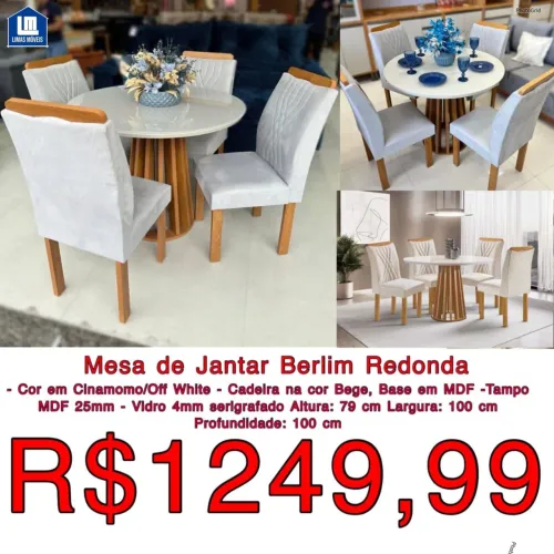 Mesa de Jantar Berlim Redonda