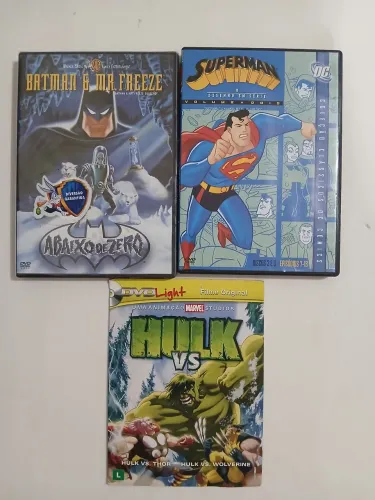 Coleção DVDs Animados Superman duplo ,Hulk vs Thor e Batman .G. Mr. Freezer Lacrado