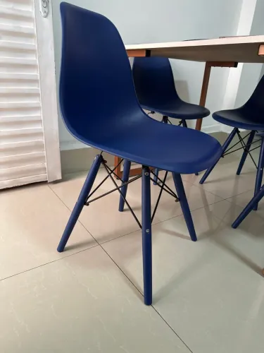 4 Cadeiras Eames Azul  Design Moderno  