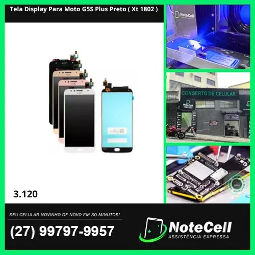 Tela Display Para Moto G5S Plus Preto ( Xt 1802 )- Instalação Expressa Em 30 Minutos!