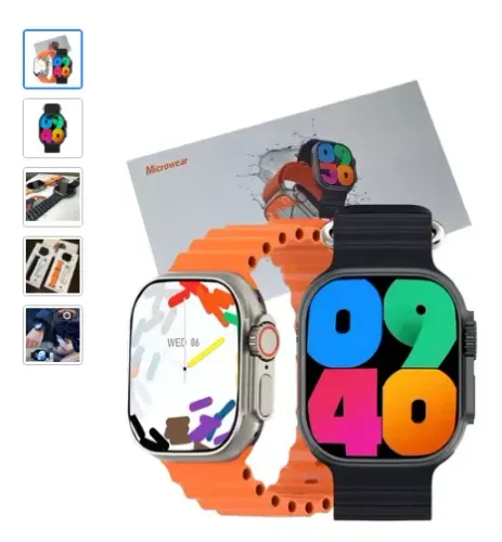 Relógio Smartwatch W69 Ultra Series 9 Android Ios Amoled Nfc Caixa Branco Pulseira 