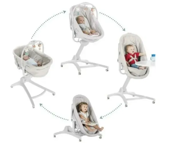 Berço Moises Portátil Baby Hug 4 In 1 Air Stone Chicco Cinza SEMINOVO