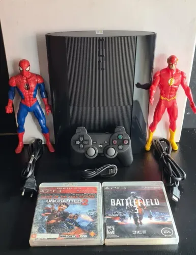 PS3 SUPER SLIM 250GB DESBLOQ.( C/ 25 JOGOS NA MEMÓRIA)C/ GARANTIA_SOMOS LOJA EM CAXIAS