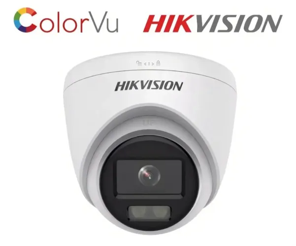 Câmera de segurança de plástico branco Hikvision Dome Colorvu Turbo 2mp 2,8 mm 1080p