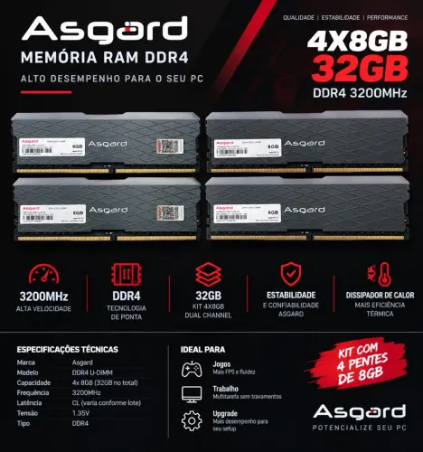 Memória ram ASGARD 32Gb