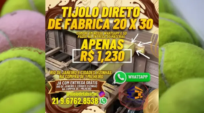 tijolo 8 furos 9 milheiros direto de fábrica 