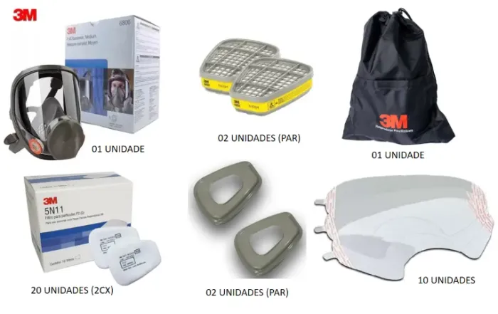 Respirador Facial 3m 6800 Completo Cartuchos Filtros Lentes Original Novo