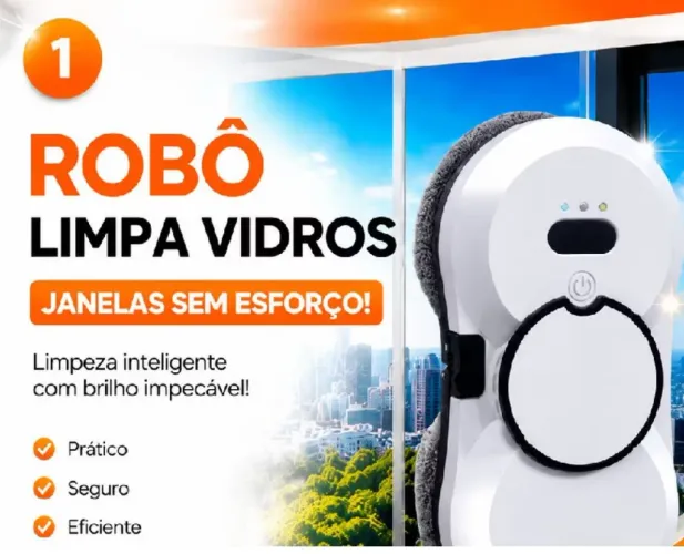 Robô Limpa Vidros Automático Brilho Sem Marcas Navegação Inteligente