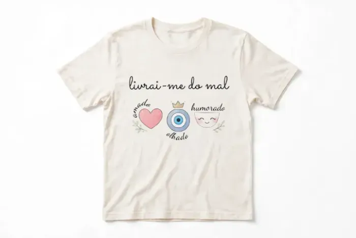 Camiseta Feminina Livrai-me Do Mal Olho Grego Frase T-shirt