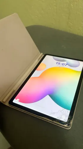 Samsung Galaxy Tab S6 Lite + Capa | Funcionando | Tela Trincada