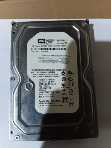 Hd Western Digital 250.0 GB usado formatado