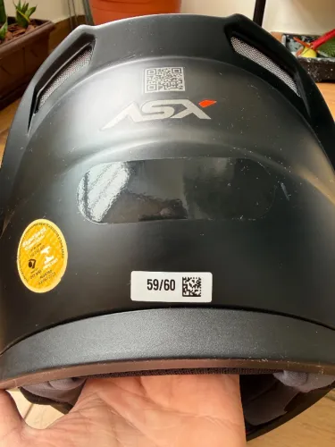 Capacete ASX preto fosco, tamanho 59/60