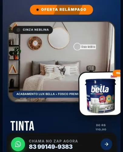 Tinta acrírica interna 15 Lts cinza nebrina perene