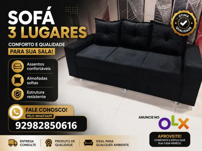 SOFÁ 3 LUGARES ALMOFADAS SOLTAS