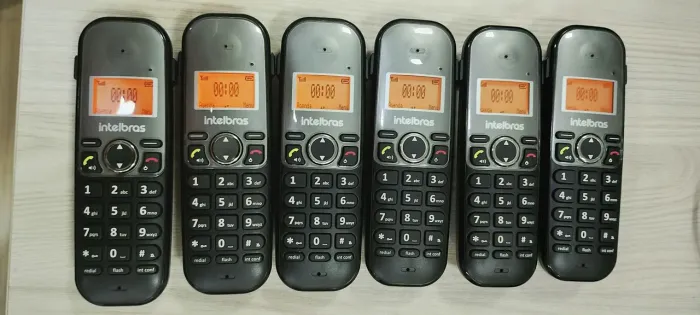 Kit 6 Telefones Sem Fio Intelbras - Ramais Internos p/ Escritório, Igreja ou Eventos