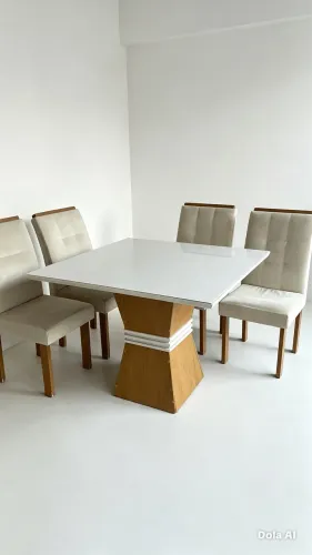 Mesa tampão de vidro 4 lugares