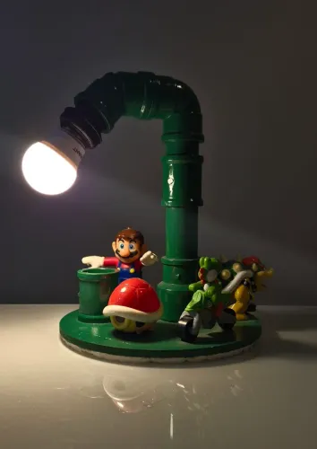Luminária Artesanal Super Mario Bros Geek Gamer - Peça Única Exclusiva
