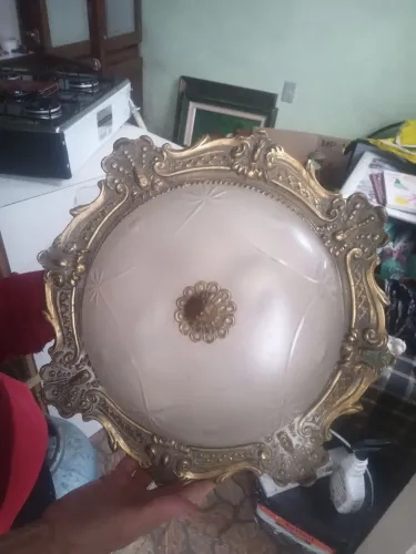 Luminária antiga de bronze 