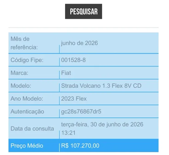 Fiat Strada Volcano 1.3 Flex 8V CD 2023