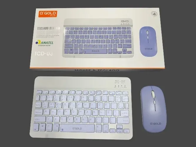 Kit Combo Teclado e Mouse Sem Fio Bluetooth Design Slim