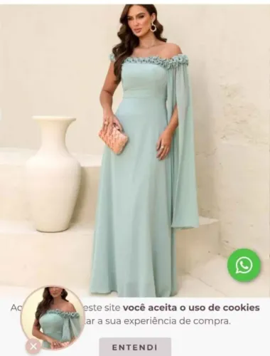 Vestido de Festa Verde menta - Tamanho M