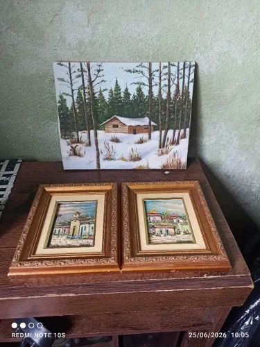 Quadro Decorativo Antigo Pintura Sobre Tela Com Moldura