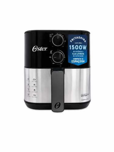 Fritadeira sem óleo Air Fryer Oster com capacidade de 4,6 L sem uso 