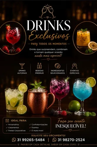 DRINKS PARA EVENTOS/15 ANOS / CASAMENTO/ ANIVERSÁRIO