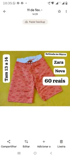 Bermudas masculino de marca Tam 14/16 ou Tam 38