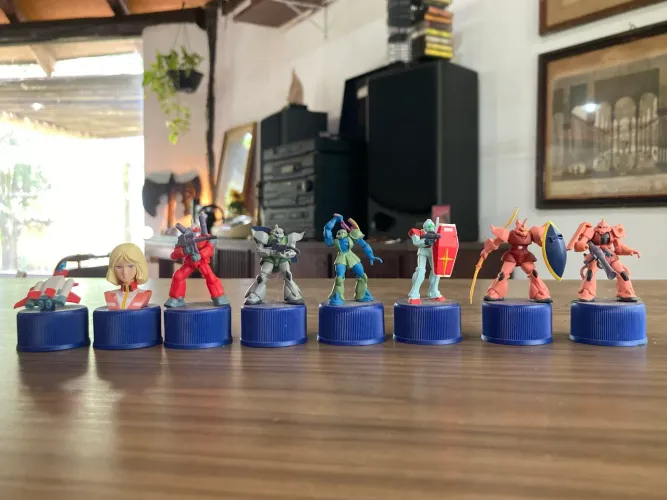 Rara coleção de Bottle Caps Gundam promocionais da Pepsi Japan 2002