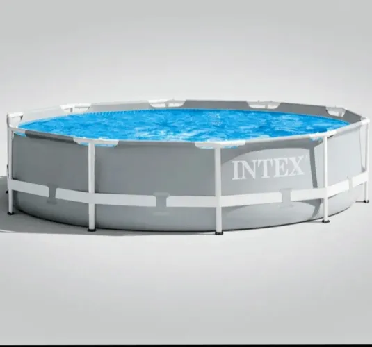 Piscina Estruturada Intex 3.66mt suporta até 7.000L de água - Cinza / Azul