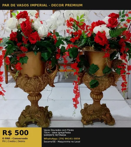 PAR DE VASOS IMPERIAL DOURADO - R$500