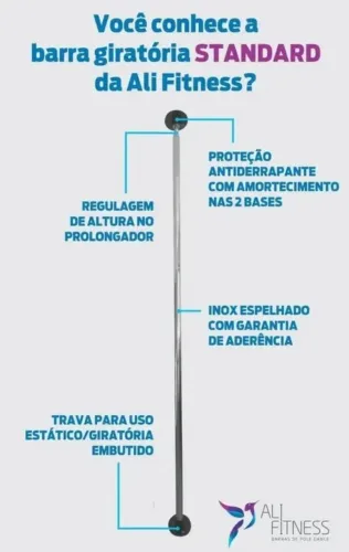 Barra pole dance fixa e giratória