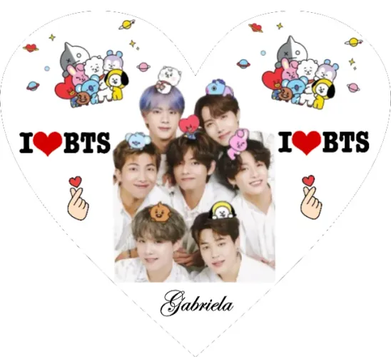 Almofada Coração 35X31 cm BTS Personalizada C/ Nome