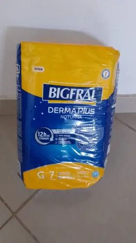 Fralda Geriátrica Adulto Bigfral DermaPlus Noturna Tamanho G Pacote ABERTO 6 unidade