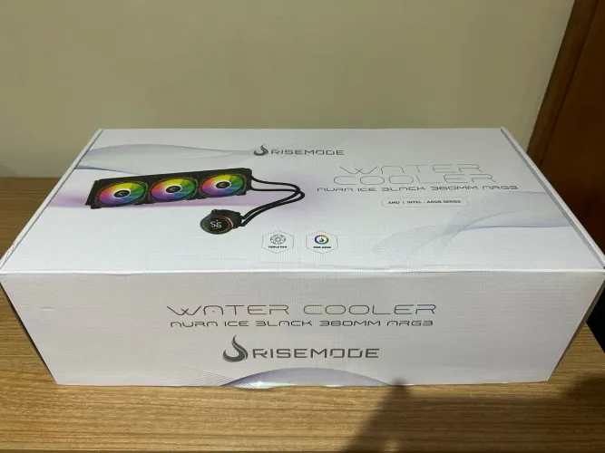 Water Cooler Rise Mode Aura Ice Black ARGB 360mm Com Display Intel AMD Preto
