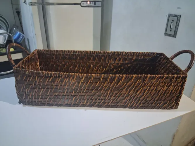 Cesto Organizador 45x20x10 cm Fibra Natural com Alças - Novinho!