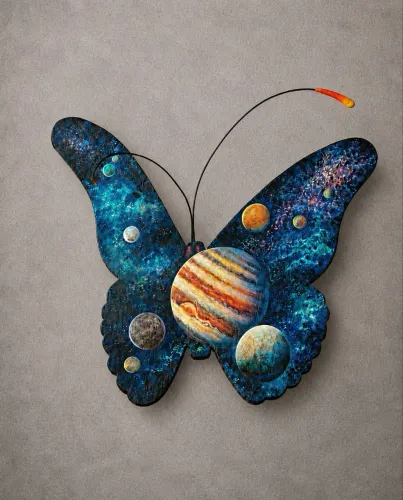 Placa decorativa infantil pintura em madeira borboleta astros 
