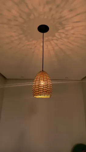 Lustre Pendente Rústico + Lâmpada Retrô
