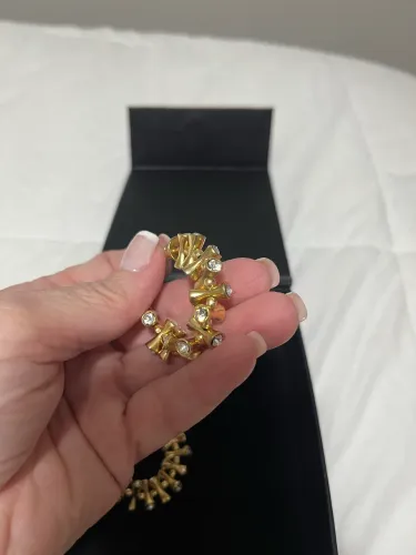 Vendo brinco argola cravejada banhada a ouro marca Animale