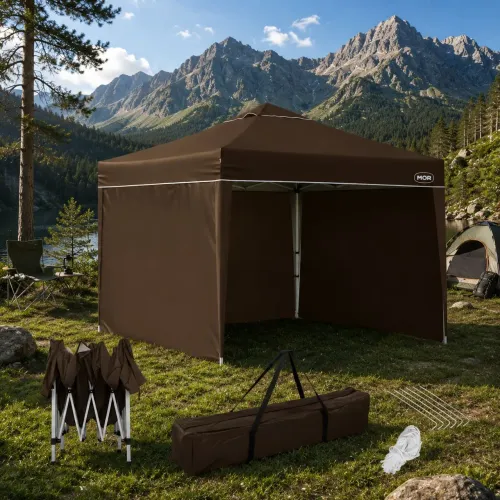 Gazebo / Tenda SANFONADO BEL 3x3M marrom COM 3 PAREDES