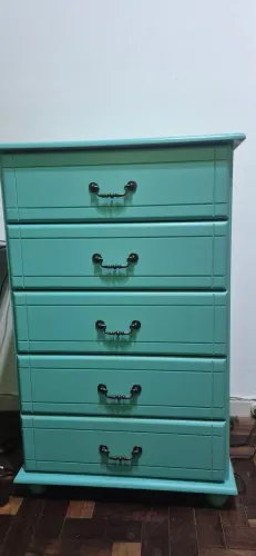 Cômoda 5 gavetas azul