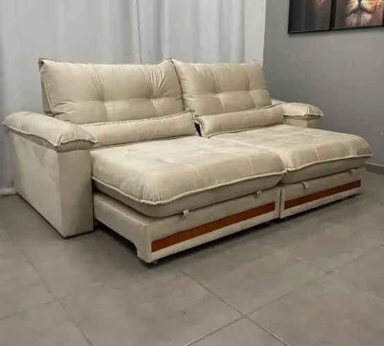 Sofá Imperial Comfort 250cm 4 Lugares Retrátil e Reclinável em Veludo