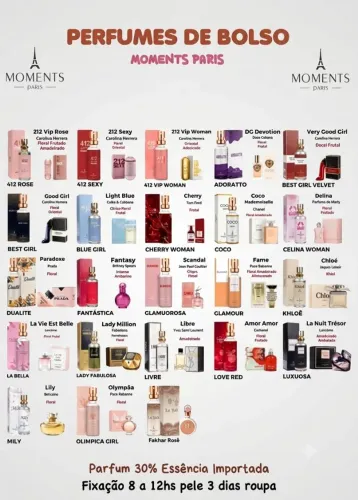 Perfume de Bolso 15ml Moments Paris - Good Girl, 212 Vip Rose e La Vie Est Belle