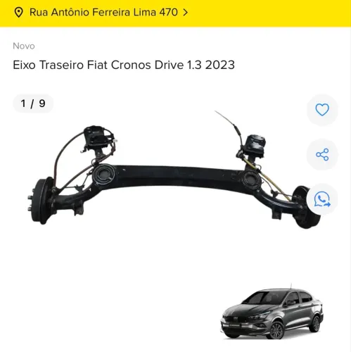 EIXO TRASEIRO COMPLETO FIAT CRONOS 2023 