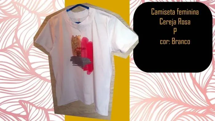 Camiseta feminina Cereja Rosa P