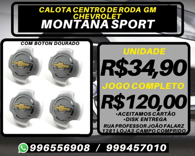 Calota centro de roda Montana Sport. R$34,90 a unidade. Entrega em Curitiba e região 