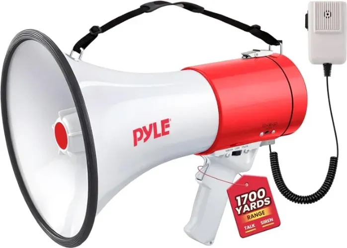 Megafone Pyle PMP58u com sirene embutida de 50 watts