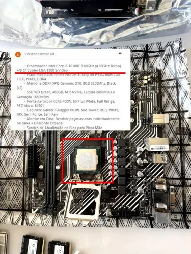 Processador: Intel Core i3 10100F 3.60GHz (4.30GHz Turbo)